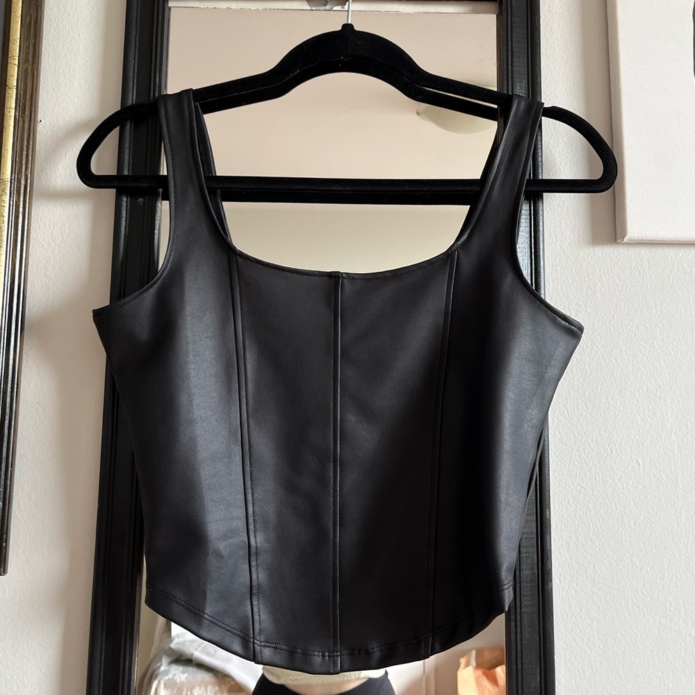 H&M Pleather Corset Style Tank Top Size Small NWOT